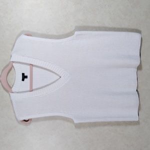 10138 FINAL PRICE Talbots cream sleeveless v-neck sweater vest L